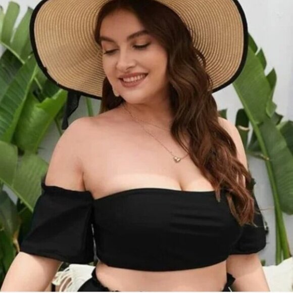 NEW SLEEVED OFF SHOULDER BIKINI TOP (Runs smaller ) - Picture 1 of 12